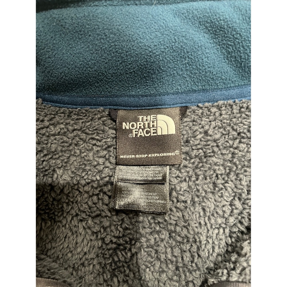The North Face Mens Full Zip Sherpa Lined Fleece Jacket Blue Teal Large L - Picture 4 of 7